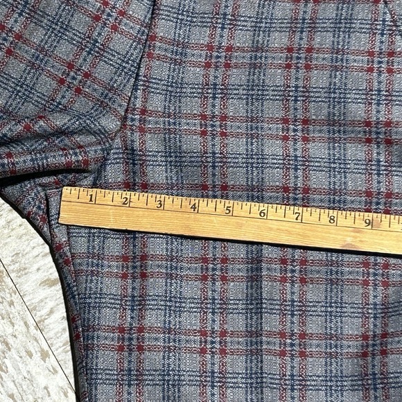 Vintage 70s Flare Disco Pants Gray Red Blue Plaid Check 31x32 - Picture 4 of 9